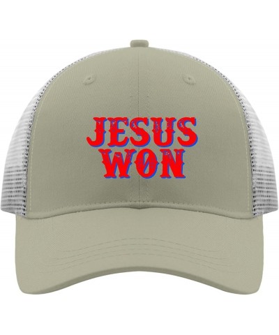 Jesus Won Sun Hat Mountain Hat Apricot Men's Hats & Caps Gifts for Mom Baseball Hats Apricot $10.78 Sun Hats