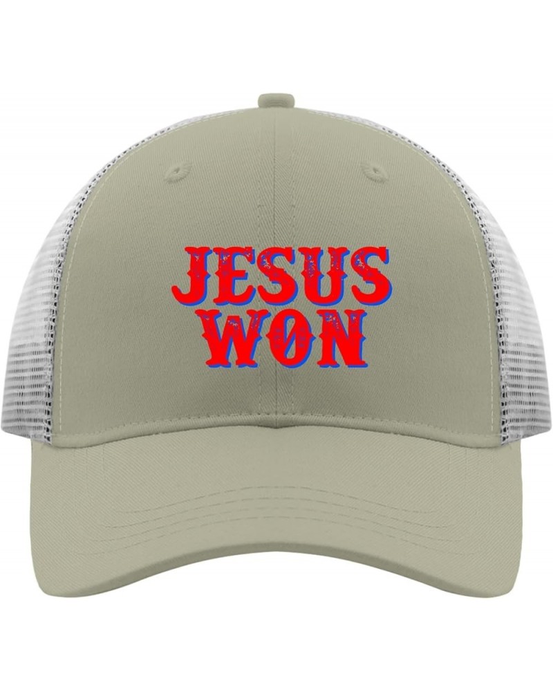 Jesus Won Sun Hat Mountain Hat Apricot Men's Hats & Caps Gifts for Mom Baseball Hats Apricot $10.78 Sun Hats