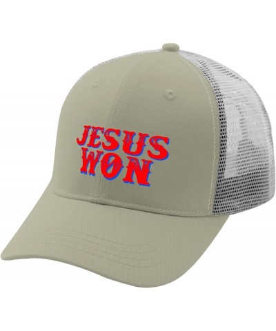 Jesus Won Sun Hat Mountain Hat Apricot Men's Hats & Caps Gifts for Mom Baseball Hats Apricot $10.78 Sun Hats