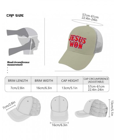 Jesus Won Sun Hat Mountain Hat Apricot Men's Hats & Caps Gifts for Mom Baseball Hats Apricot $10.78 Sun Hats