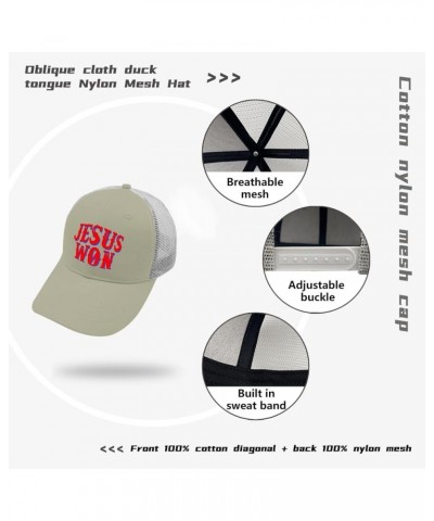 Jesus Won Sun Hat Mountain Hat Apricot Men's Hats & Caps Gifts for Mom Baseball Hats Apricot $10.78 Sun Hats