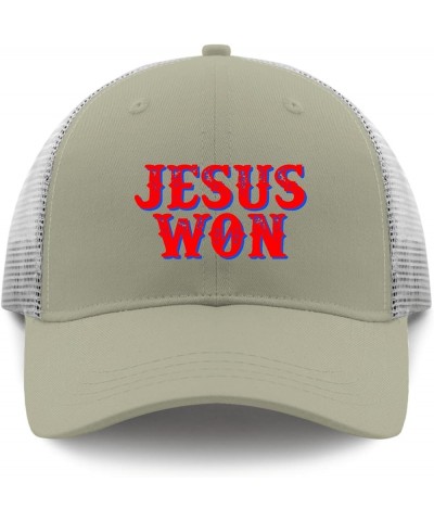 Jesus Won Sun Hat Mountain Hat Apricot Men's Hats & Caps Gifts for Mom Baseball Hats Apricot $10.78 Sun Hats