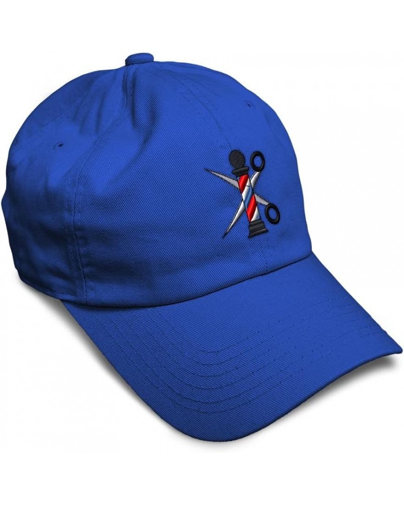 Soft Baseball Cap Barber Pole Scissors Embroidery Hairdresser Barber Cotton Dad Hats for Men & Women Royal Blue Design Only $...