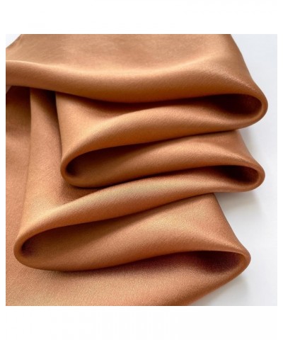 Solid Color Mulberry Silk Scarf - Lightweight 27" Square Neckerchief for Women's Neck Hair Head in Gift Wrapped Zs06. Caramel...