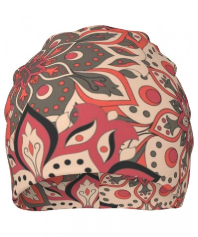 Beanies Hat for Men Women, Thin Boho Pink Floral Swirl Skull Cap Beanie Warm Unisex Knit Beanie $9.42 Skullies & Beanies