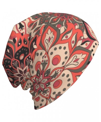 Beanies Hat for Men Women, Thin Boho Pink Floral Swirl Skull Cap Beanie Warm Unisex Knit Beanie $9.42 Skullies & Beanies