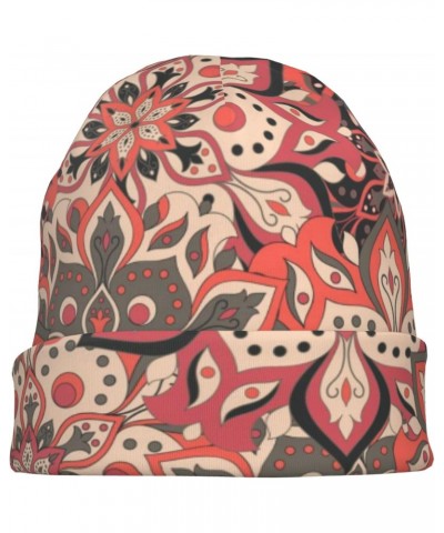 Beanies Hat for Men Women, Thin Boho Pink Floral Swirl Skull Cap Beanie Warm Unisex Knit Beanie $9.42 Skullies & Beanies