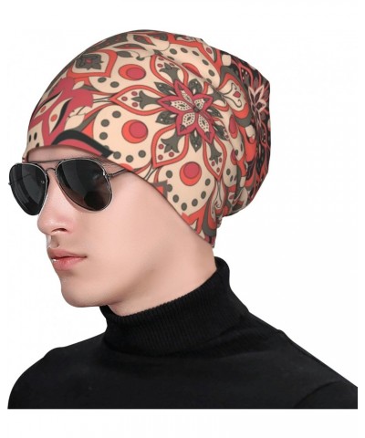 Beanies Hat for Men Women, Thin Boho Pink Floral Swirl Skull Cap Beanie Warm Unisex Knit Beanie $9.42 Skullies & Beanies