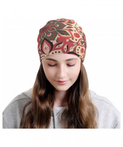 Beanies Hat for Men Women, Thin Boho Pink Floral Swirl Skull Cap Beanie Warm Unisex Knit Beanie $9.42 Skullies & Beanies