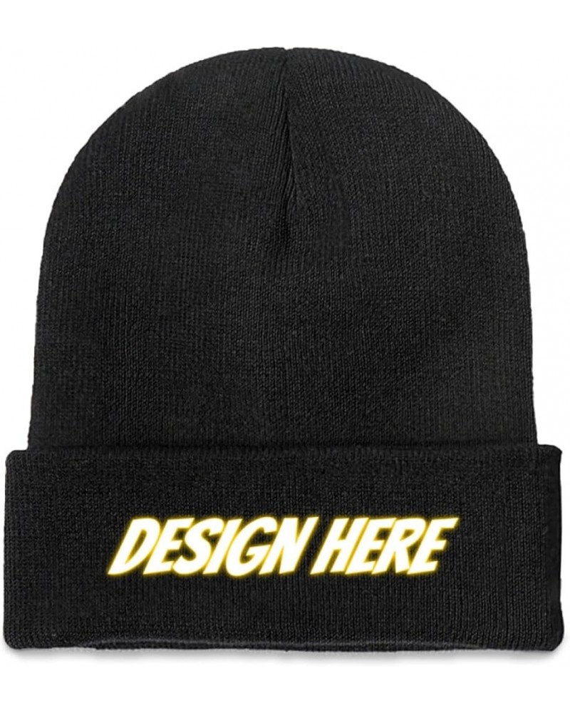 Design Knit Beanie Custom Text for Men Women Black Black $9.84 Skullies & Beanies