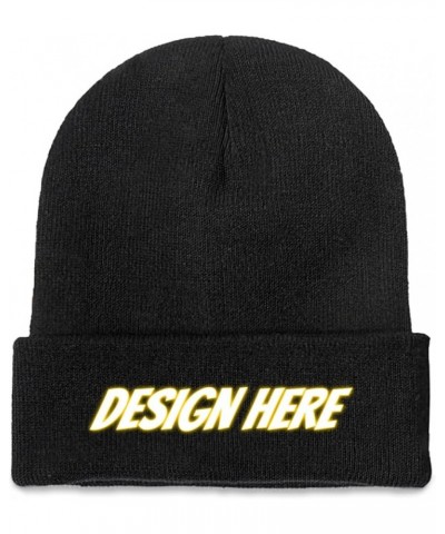 Design Knit Beanie Custom Text for Men Women Black Black $9.84 Skullies & Beanies