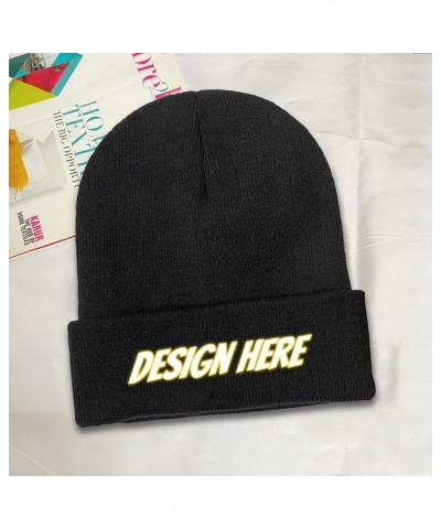 Design Knit Beanie Custom Text for Men Women Black Black $9.84 Skullies & Beanies