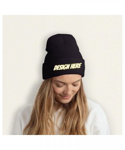 Design Knit Beanie Custom Text for Men Women Black Black $9.84 Skullies & Beanies