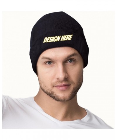 Design Knit Beanie Custom Text for Men Women Black Black $9.84 Skullies & Beanies