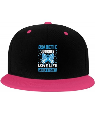 Diabetic Journey Love Life and Fight Snapback Hat for Men Women Baseball Cap Trucker Flat Bill Hats Dad Caps Pink $10.67 Base...