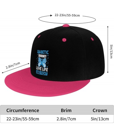 Diabetic Journey Love Life and Fight Snapback Hat for Men Women Baseball Cap Trucker Flat Bill Hats Dad Caps Pink $10.67 Base...