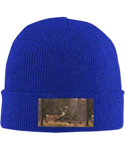 Deer Hunting Print Knitted Hat Adult Beanie Hat,Elastic Brimless Cap, Doudou Hat Christmas,Birthdays Blue $10.75 Skullies & B...