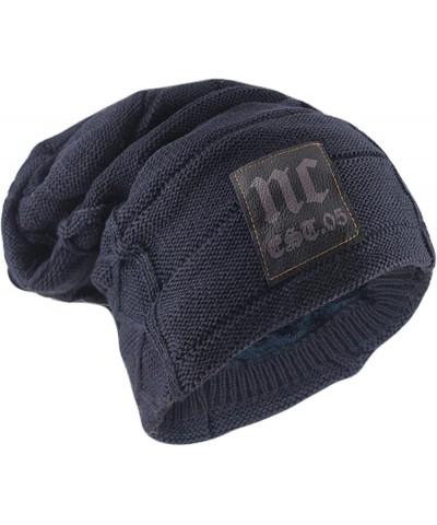 Winter Adult Men Warm Beanies Skullies Knitted Women Hat Navy Blue $17.85 Skullies & Beanies