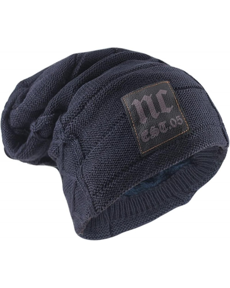 Winter Adult Men Warm Beanies Skullies Knitted Women Hat Navy Blue $17.85 Skullies & Beanies