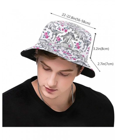 Miniature Dinosaurs Green Print Bucket Hat Cute Animal Fisherman Sun Cap for Women Men Girl Boy Anime Dinosaur-03 $12.43 Buck...