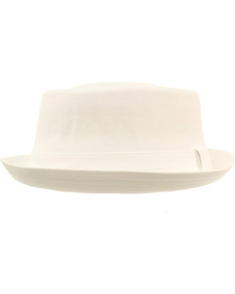 Men's Everyday Cotton All Season Porkpie Boater Derby Fedora Sun Hat White $11.50 Fedoras