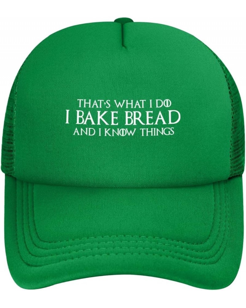 I Bake Bread I Know Things Baking Gifts Black Baseball Cap Adjustable Trucker Caps Casual Sun Hat for Gifts Green $10.19 Base...