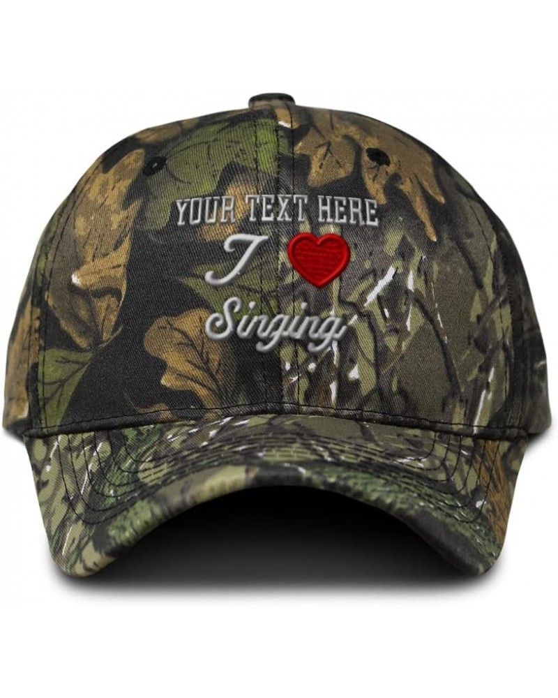 Custom Camo Baseball Cap I (Love) Singing Red Heart Hobbies Lovers A Cotton Forest Tree Green Personalized Text Here $15.68 B...