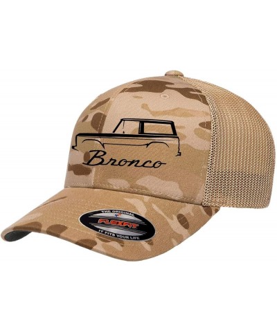 1966-77 Ford Bronco Truck Outline Design Flexfit Trucker Mesh Fitted Cap Multicam Tropic $13.73 Baseball Caps