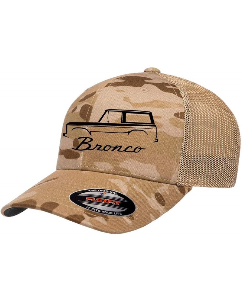 1966-77 Ford Bronco Truck Outline Design Flexfit Trucker Mesh Fitted Cap Multicam Tropic $13.73 Baseball Caps