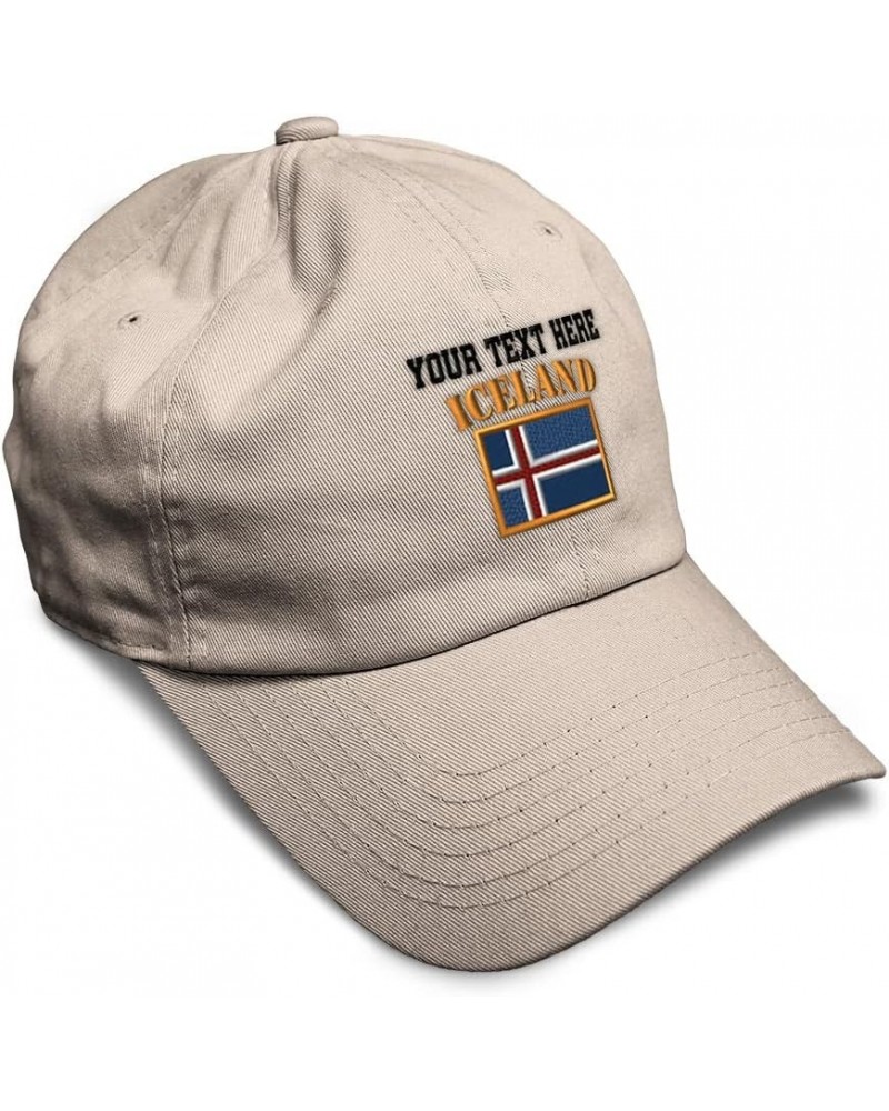 Soft Baseball Cap Iceland Flag Embroidery Flags World Cup Soccer Cotton Embroidered Dad Hats for Men & Women Stone Personaliz...