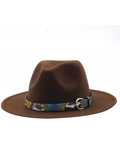 Women Men Fedora Hat Classic Wide Brim Wool Floppy Jazz Panama Caps Belt Buckle Church Formal Wedding Womens Hats Coffee2 $11...