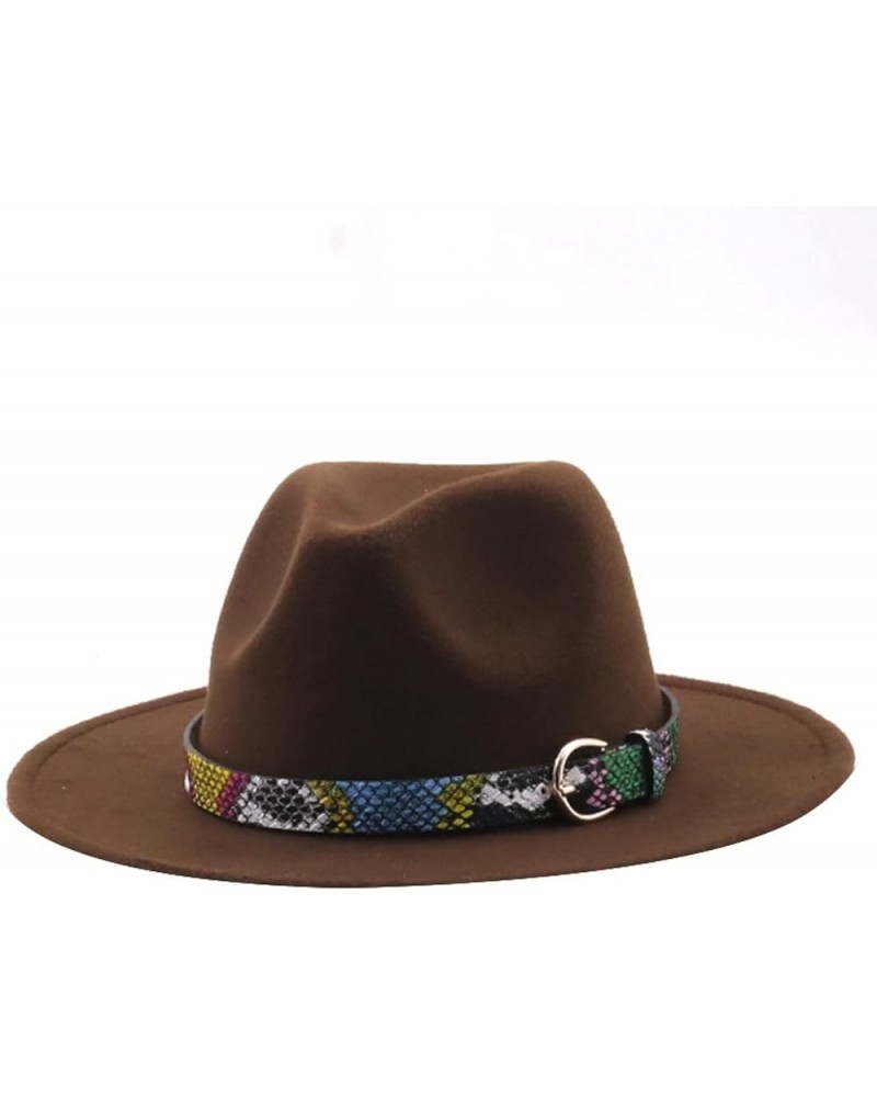 Women Men Fedora Hat Classic Wide Brim Wool Floppy Jazz Panama Caps Belt Buckle Church Formal Wedding Womens Hats Coffee2 $11...