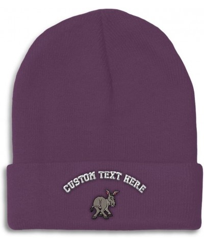 Beanies for Men Funny Donkey Embroidery Winter Hats for Women Acrylic Skull Cap 1 Size Purple Personalized Text Here $15.02 S...