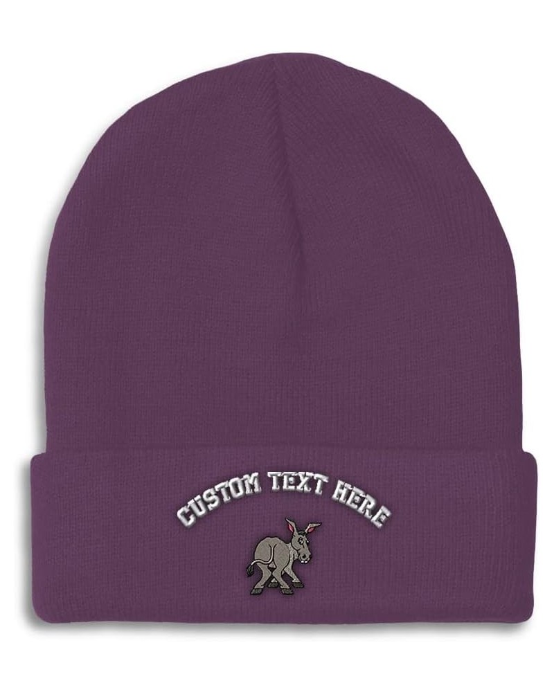 Beanies for Men Funny Donkey Embroidery Winter Hats for Women Acrylic Skull Cap 1 Size Purple Personalized Text Here $15.02 S...