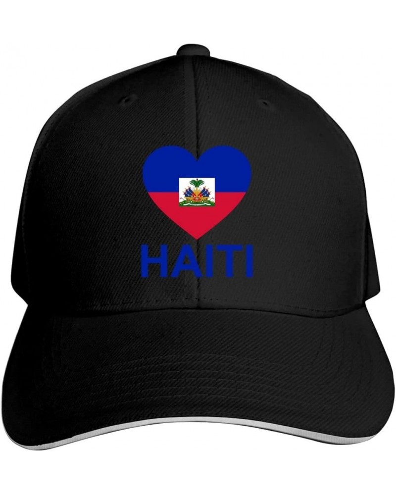 Love Haiti Adjustable Sandwich Hat Baseball Hat Dad Hat Casquette Hat Black $9.00 Baseball Caps