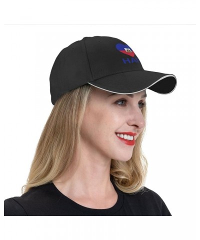 Love Haiti Adjustable Sandwich Hat Baseball Hat Dad Hat Casquette Hat Black $9.00 Baseball Caps