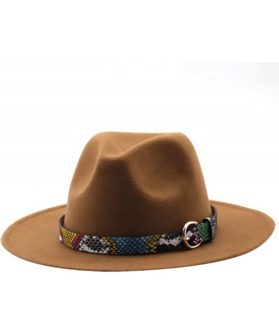 Women Men Fedora Hat Classic Wide Brim Wool Floppy Jazz Panama Caps Belt Buckle Church Formal Wedding Womens Hats Coffee2 $11...