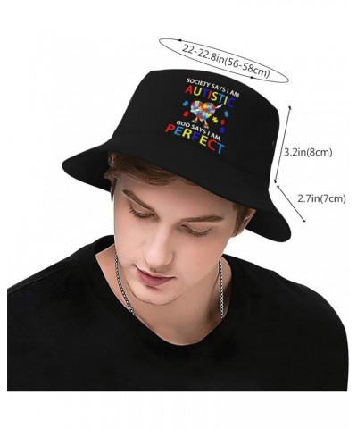 Bucket Hat Unisex Cotton Four Seasons Travel Bucket Beach Sun Hat Outdoor Cap Society Say I'm Autistic God Says I'm Perfect2 ...