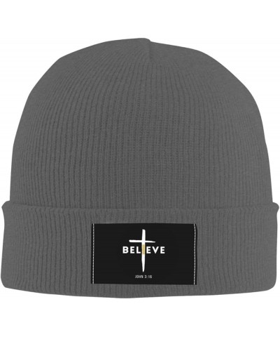 I Believe John 3:16, Christian, Cross Gift Winter Beanie Hats for Men Women Beanie Soft Warm Knit Hat Ski Cuffed Cap Deep Hea...