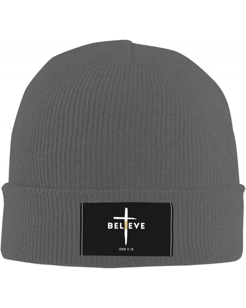 I Believe John 3:16, Christian, Cross Gift Winter Beanie Hats for Men Women Beanie Soft Warm Knit Hat Ski Cuffed Cap Deep Hea...