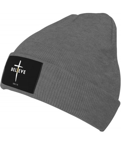 I Believe John 3:16, Christian, Cross Gift Winter Beanie Hats for Men Women Beanie Soft Warm Knit Hat Ski Cuffed Cap Deep Hea...