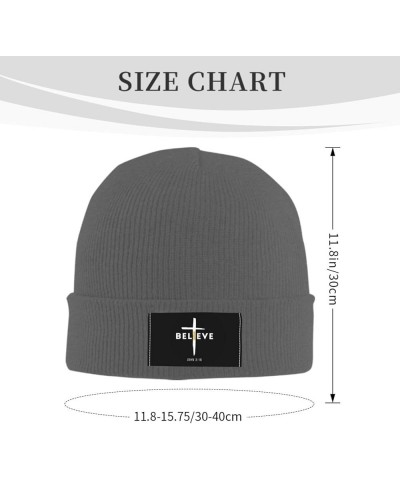 I Believe John 3:16, Christian, Cross Gift Winter Beanie Hats for Men Women Beanie Soft Warm Knit Hat Ski Cuffed Cap Deep Hea...