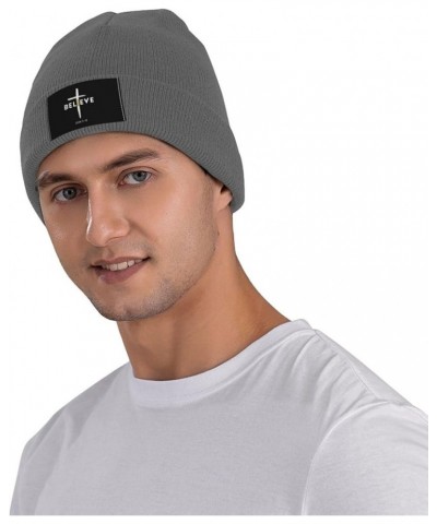 I Believe John 3:16, Christian, Cross Gift Winter Beanie Hats for Men Women Beanie Soft Warm Knit Hat Ski Cuffed Cap Deep Hea...