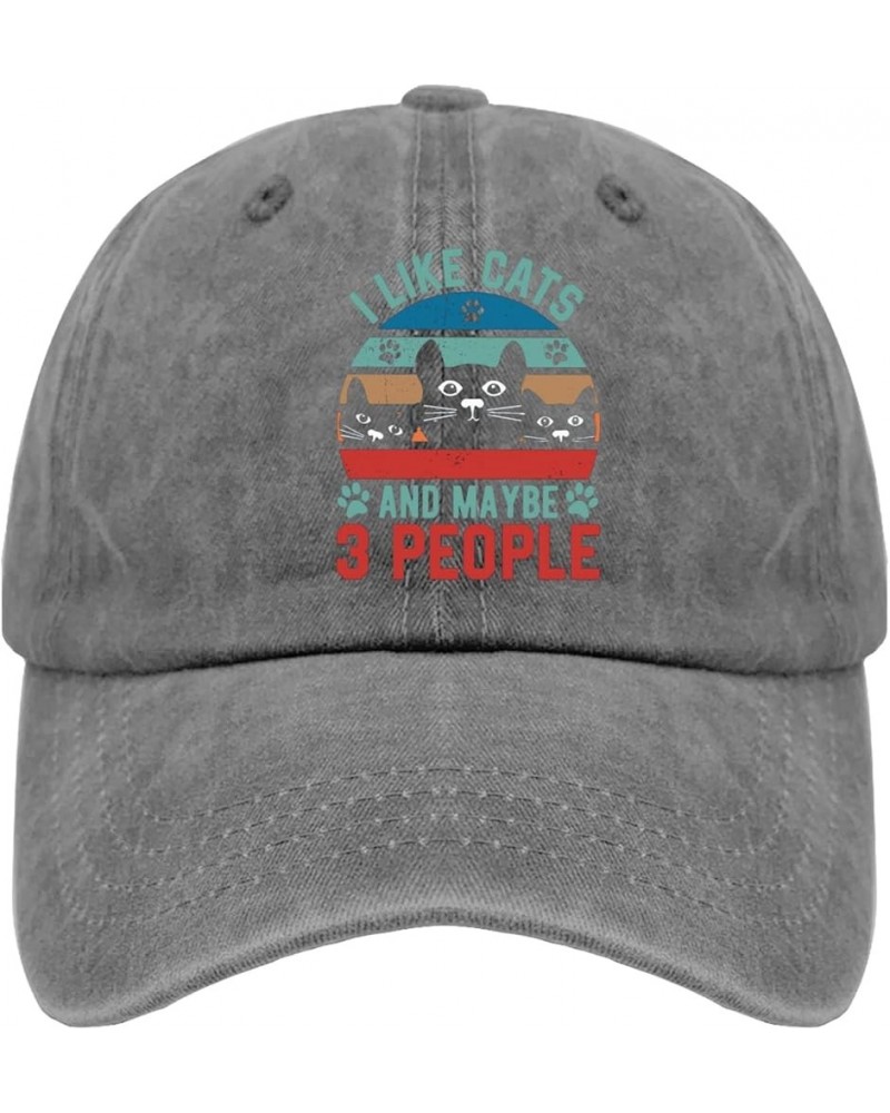 I Like Cats and Maybe 3 People Hats Women Hats Pigment Black Mens Sun Hat Gifts for Dad Baseball Hats Pigment Gray $9.24 Base...