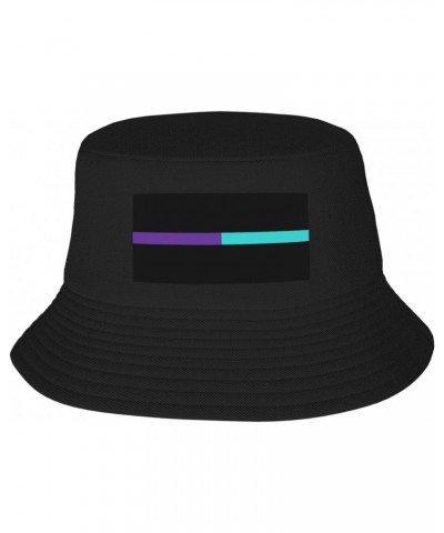 Thin Purple-Teal Line Flag Bucket Hat for Men Women Summer Bucket Hats Outdoor Vacation Beach Travel Fishing Cap $11.09 Bucke...