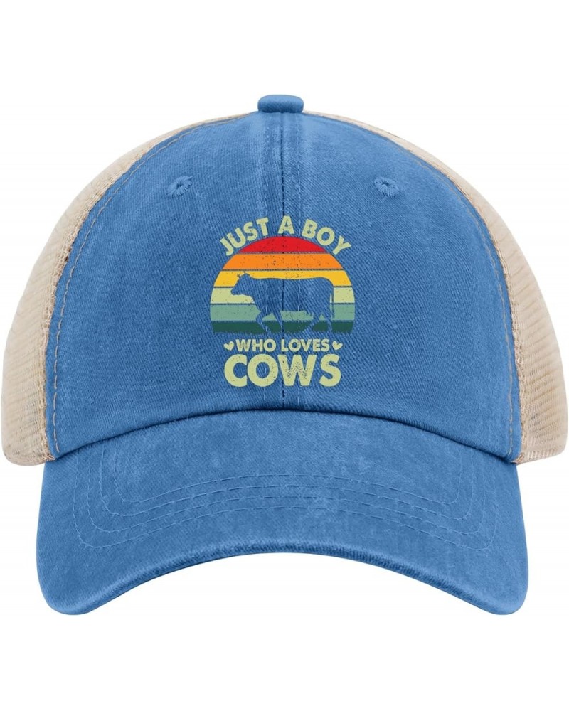 just a boy who Loves Cows Trucker hat Gardening hat Womens hat Gifts for Daughter+Sun Hat Lake Blue $12.17 Cowboy Hats