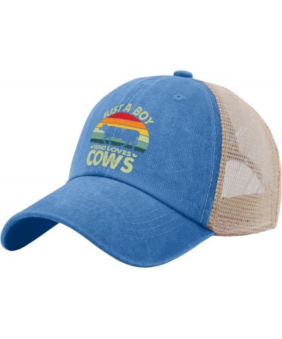 just a boy who Loves Cows Trucker hat Gardening hat Womens hat Gifts for Daughter+Sun Hat Lake Blue $12.17 Cowboy Hats