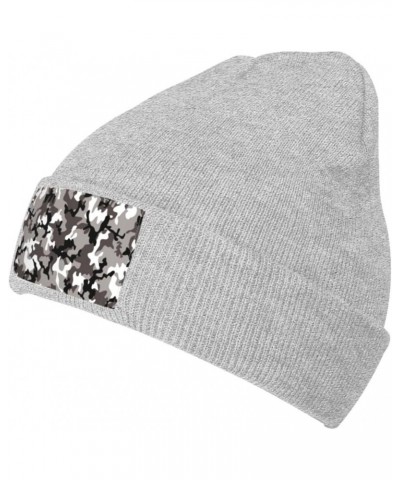 Black Grey White Camo Warm Knitted Hat, Neutral, Fashionable, Soft, Lightweight, Printed Fisherman Hat. $12.71 Skullies & Bea...