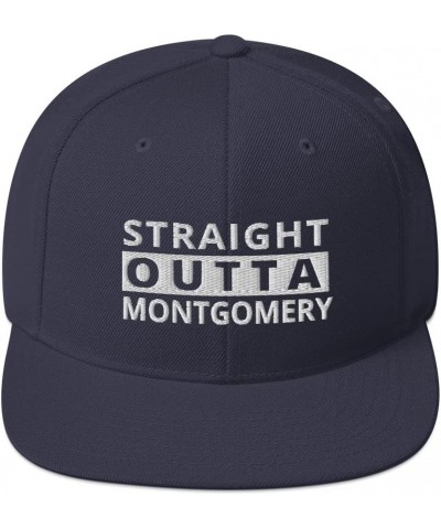 Straight Outta Montgomery Snapback Hat New York Navy $22.20 Baseball Caps