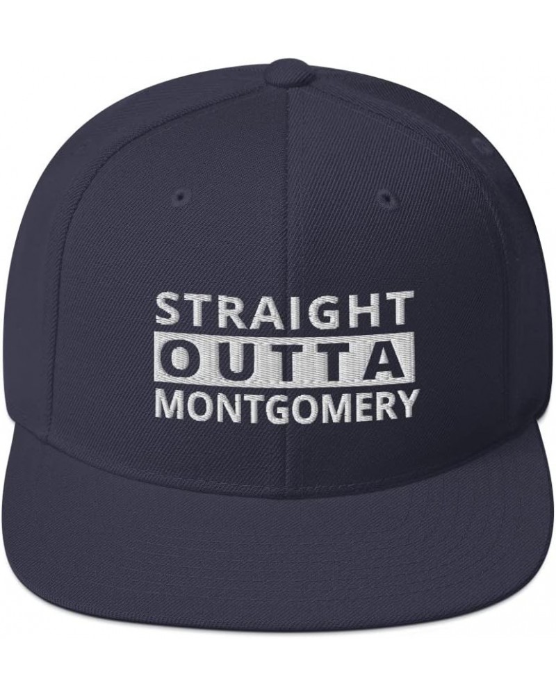 Straight Outta Montgomery Snapback Hat New York Navy $22.20 Baseball Caps